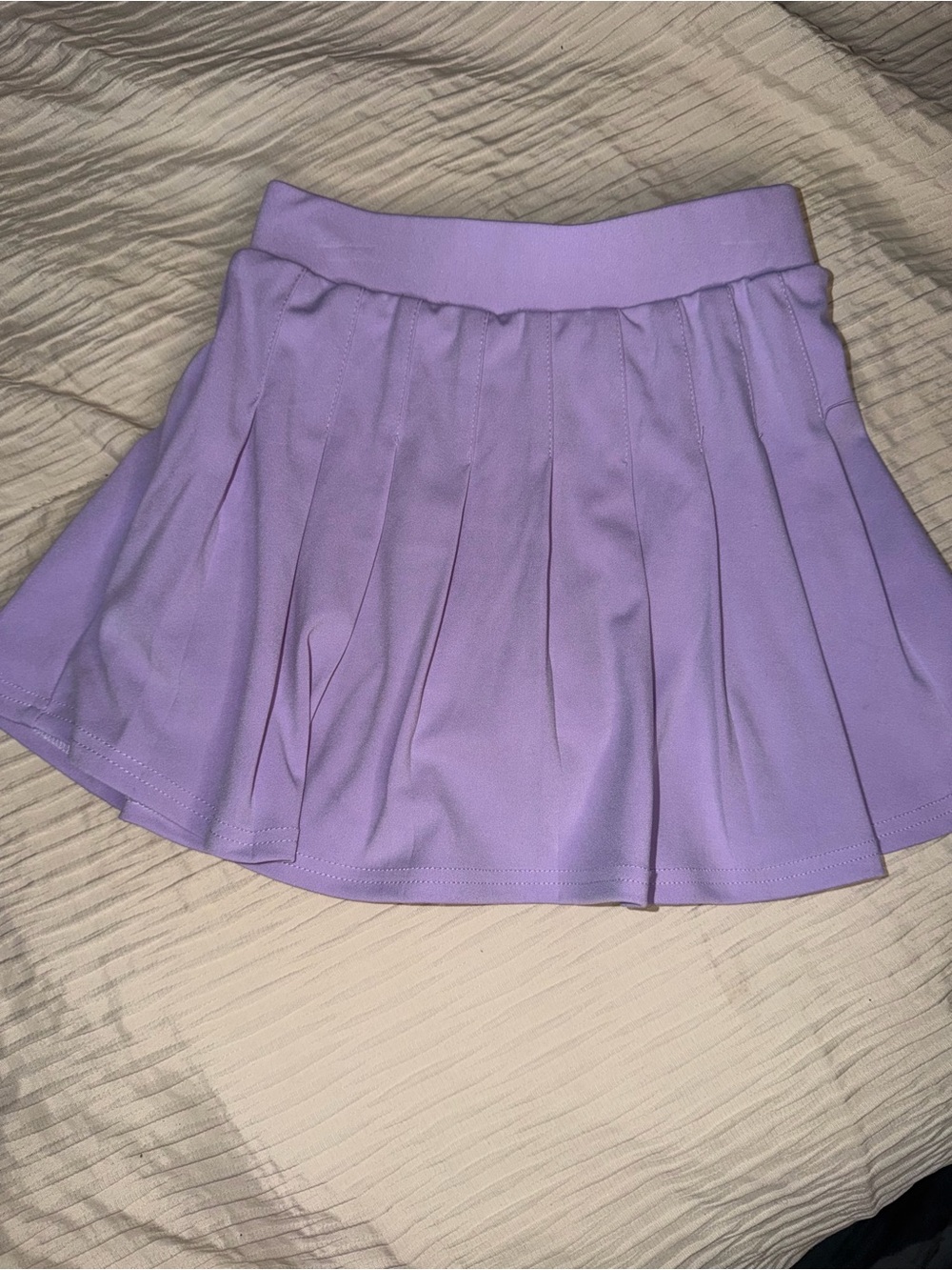 Girls' Lavender Pleated Skirt - Elastic Waist